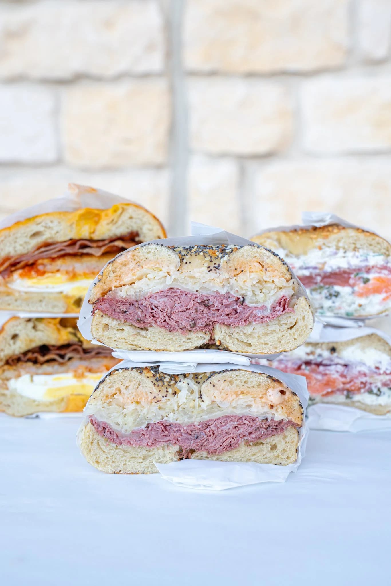 Dan's Bagels catering spread featuring house-made cream cheese and fresh bagels