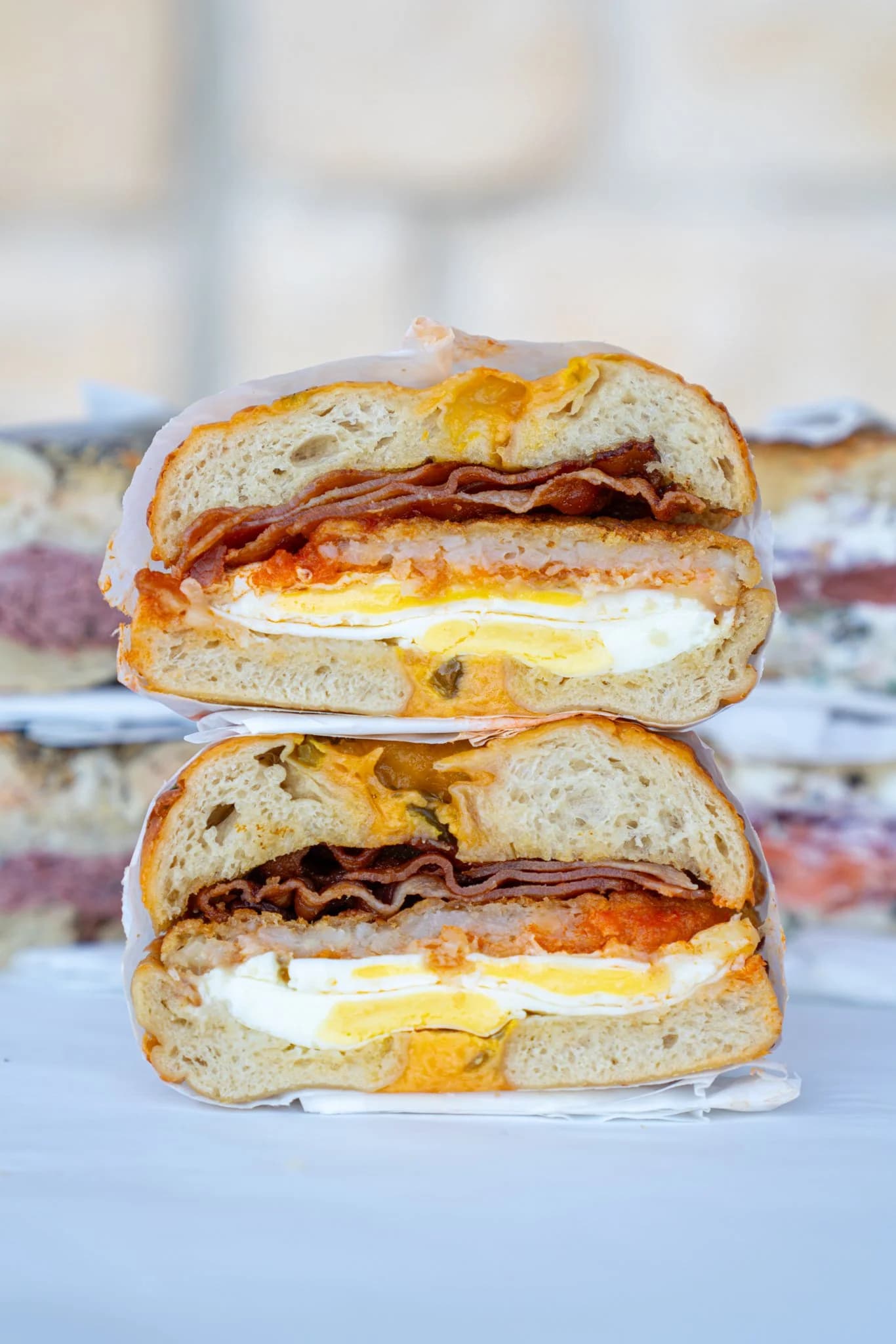 Dan's Bagels catering display with fresh bagels and spreads
